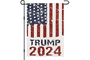 DECORHUA 2024 Donald Trump Garden Flags for Outside 12x18 Double Sided Burlap, Retro style American President Election Yard Lawn Outdoor Decoration Banner Small Sign Trump 2024 Flag DF551