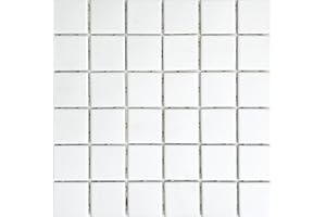 2" x 2" Essential White Matte Finish Ceramic Mosaic Tile on mesh Mount