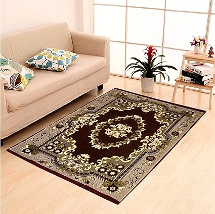 Dailz Ethnic Velvet Touch Abstract Chenille thin carpet/mat/dari- 55x80, Multicolour