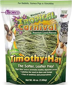 F.M. Brown's Tropical Carnival Natural Timothy Hay for Guinea Pigs, Rabbits, and Other Small Animals, with High Fiber for Healthy Digestion - 48 oz