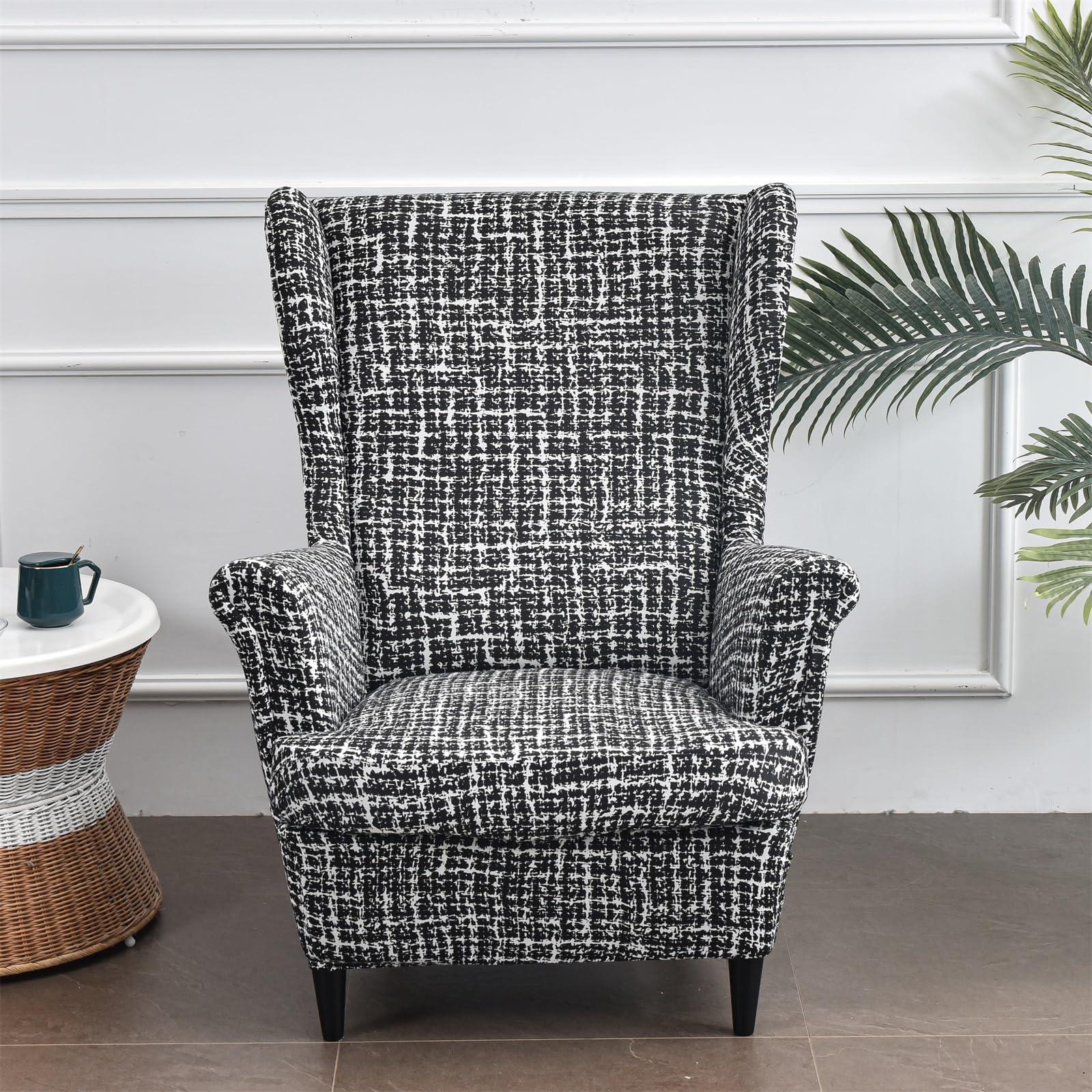 MINGPINHUIUS Wingback Chair Covers - Super Soft Stretch Wing Chair Slipcover Wing Back Chair Cover 2 Piece Set Armchair Covers Furniture Protector for Living Room Bedroom Hotel (Carlo)