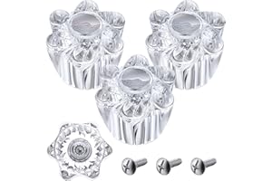 Enhon Shower Knob Replacement, Compatible with Pfister Contessa and Windsor Tub and Shower Faucets, Hot and Cold Faucet Handle Replacement, Newer Style, Clear Acrylic(3 Pieces)