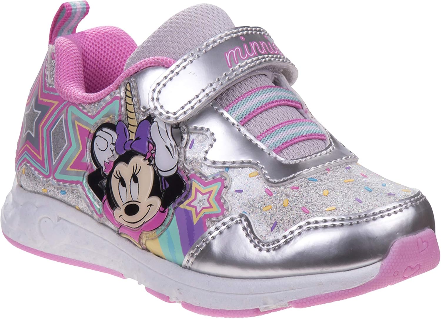 silver and pink sneakers