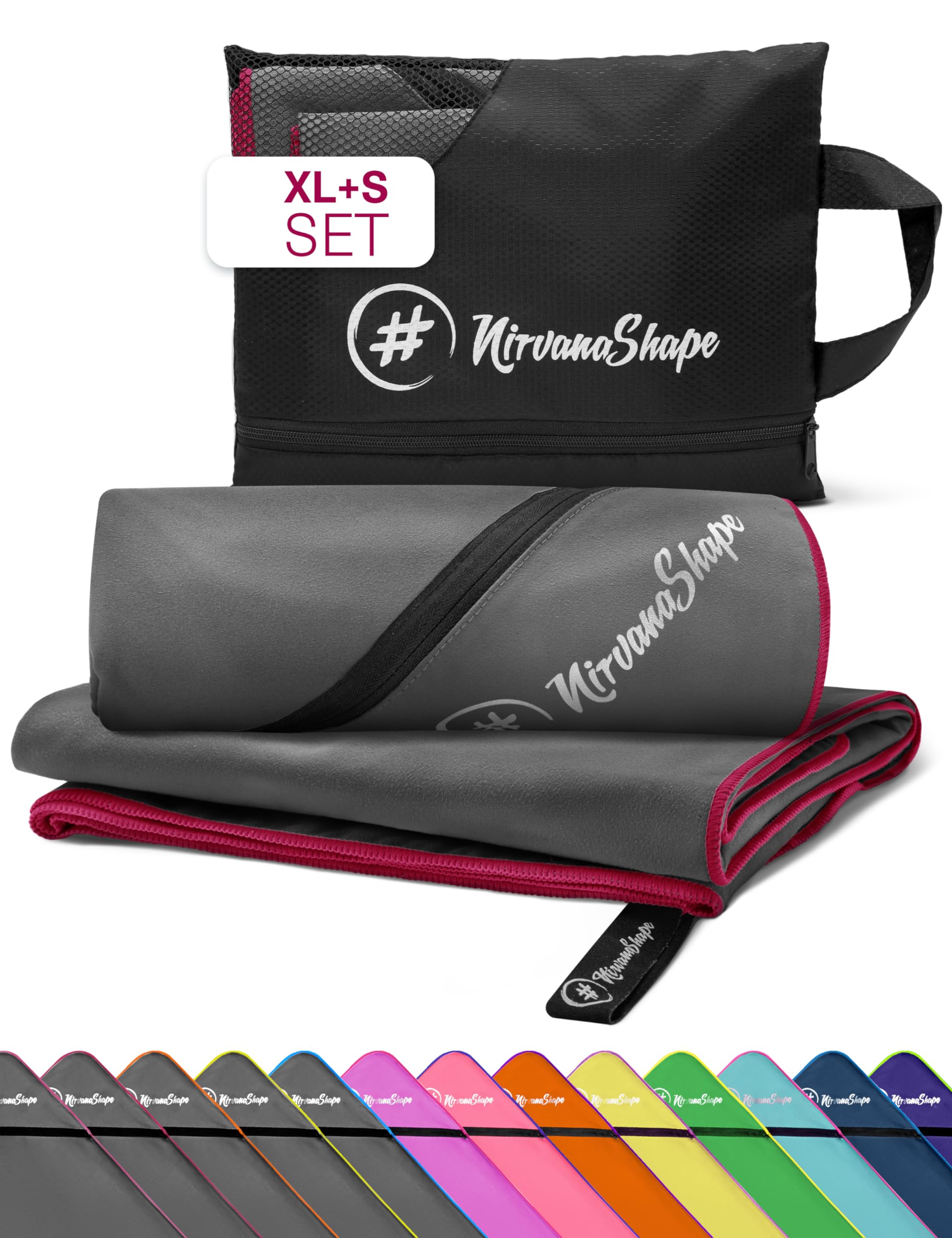 NirvanaShape Microfiber Towel, Absorbent, Lightweight, Quick-Drying, Ideal for Travel, Sports, Fitness, Yoga, Sauna, Swimming