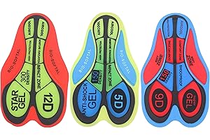 Marsrut 3Pcs Gel Pad for Bike, Cycling Shorts Butt Pads 5D 9D 12D, Soft Breathable Cycling Base Cushion for MTB Bike Seat Shockproof for Bicycle Riding Underwear Men Women (3 Colors)