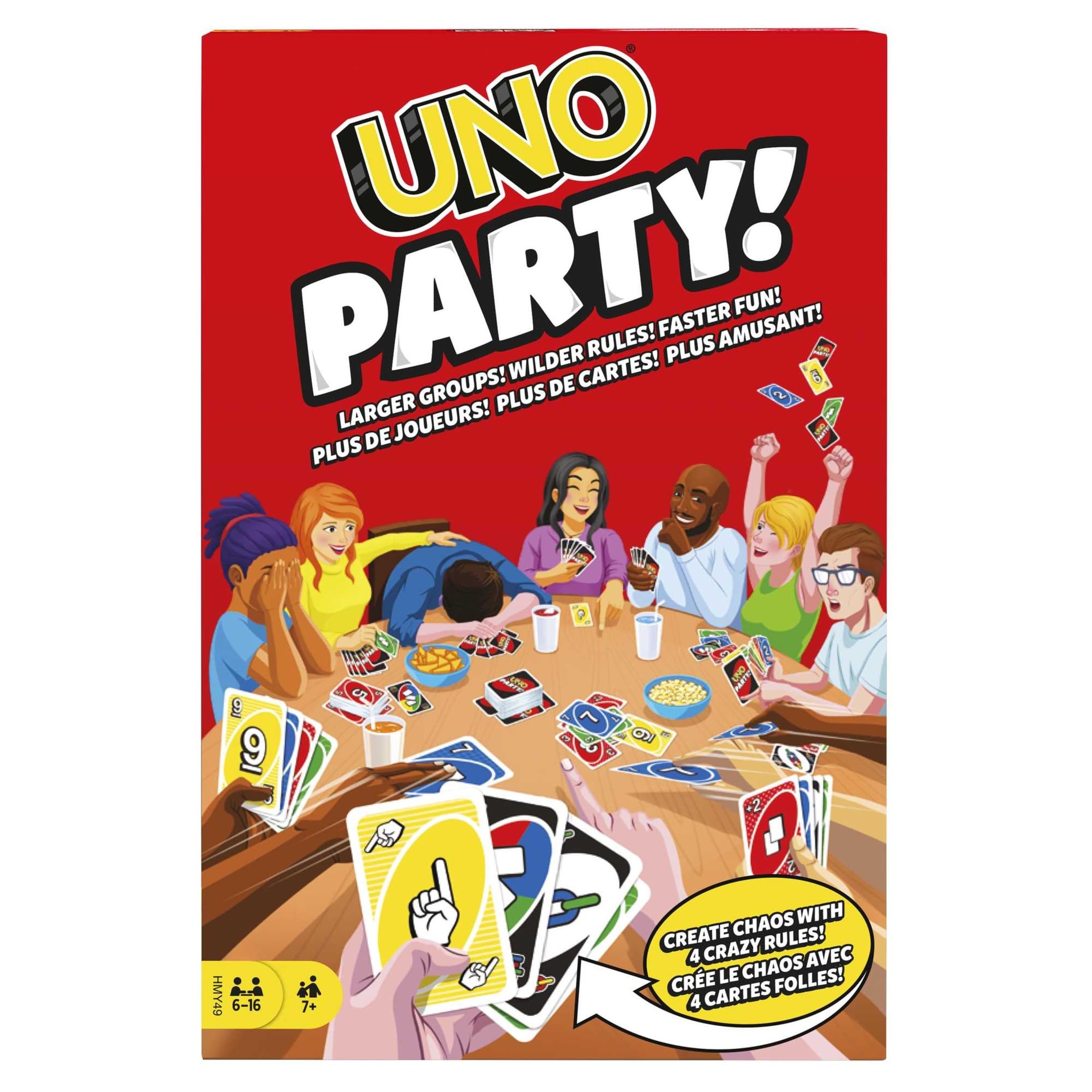 Mattel Games UNO Party Family Card Game for Large Groups, Kids and Adults, HMY49
