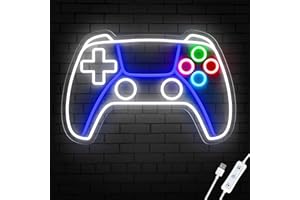 HAJAE Gamer Neon Sign, Dimmable Gamepad Shaped Neon Sign for Gamer Room Decor, Gaming Neon Sign for Teen Boy Room Decor, Neon Gaming Sign for Gaming Wall Decor, Best Gamer Gifts for Boys,Kids