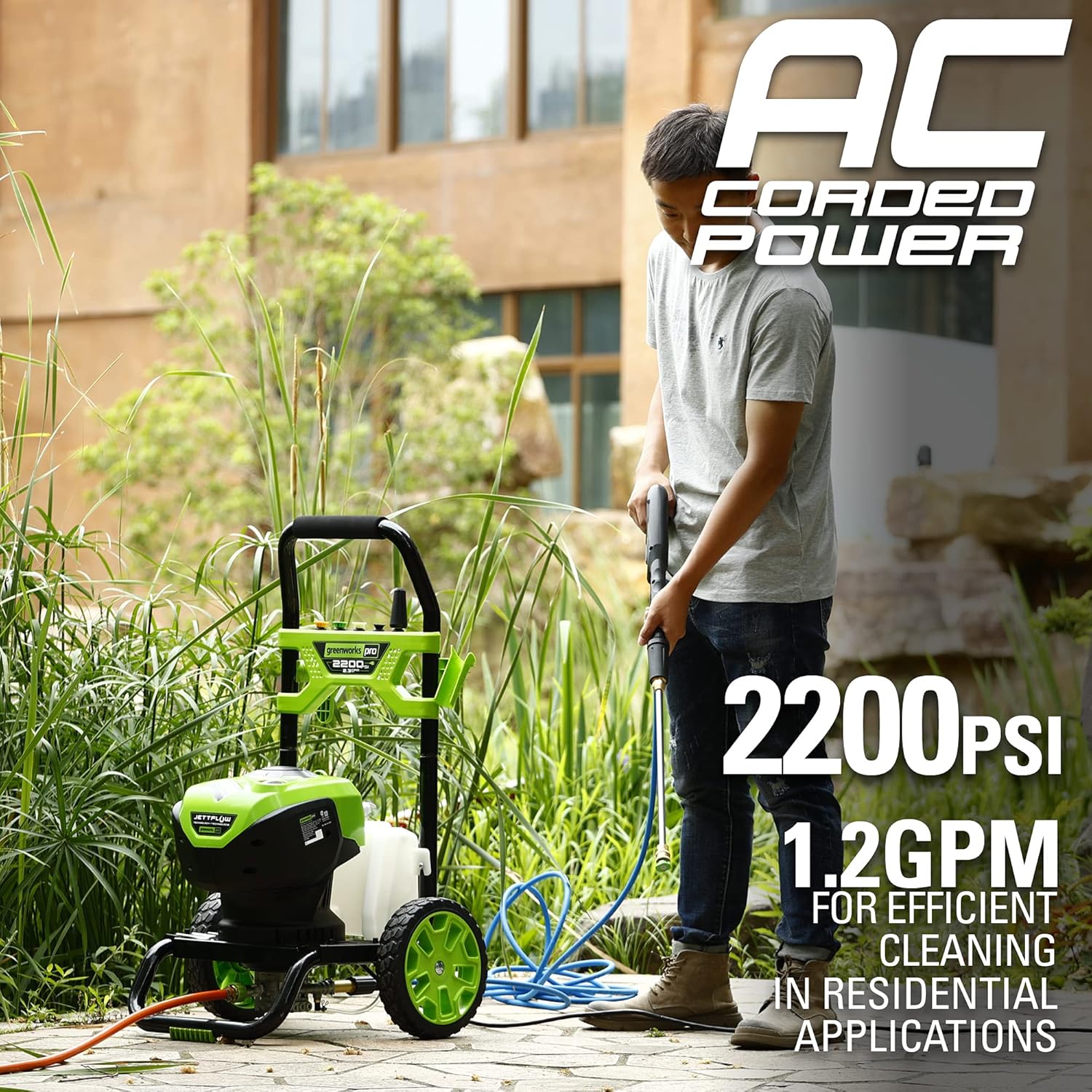 Greenworks GPW2200 2200 PSI 2.3 GPM Electric Pressure Washer: Garden & Outdoor