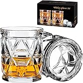 Ocean ice Whiskey Glasses, Bourbon Glass 9.5 oz, Whiskey Glasses Set of 2, Old Fashioned Glasses, Whisky Glass Sets, Rocks Glasses for Bourbon, Scotch, Cognac, Cocktails, Dishwasher Safe Christmas