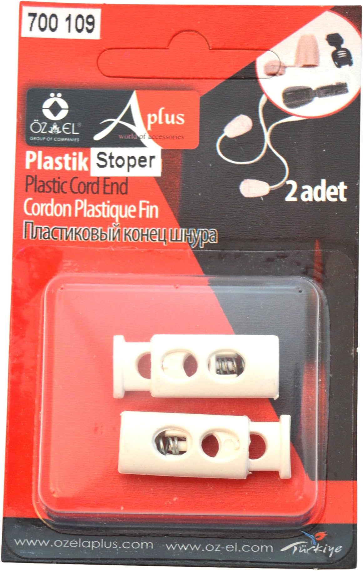 Ozelaplus Spring Loaded Toggle Stopper Cord Locks-White Plastic