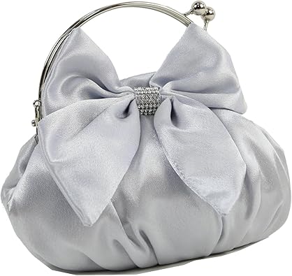 Amazon グレー パーティーバッグ リボン なでしこ がま口