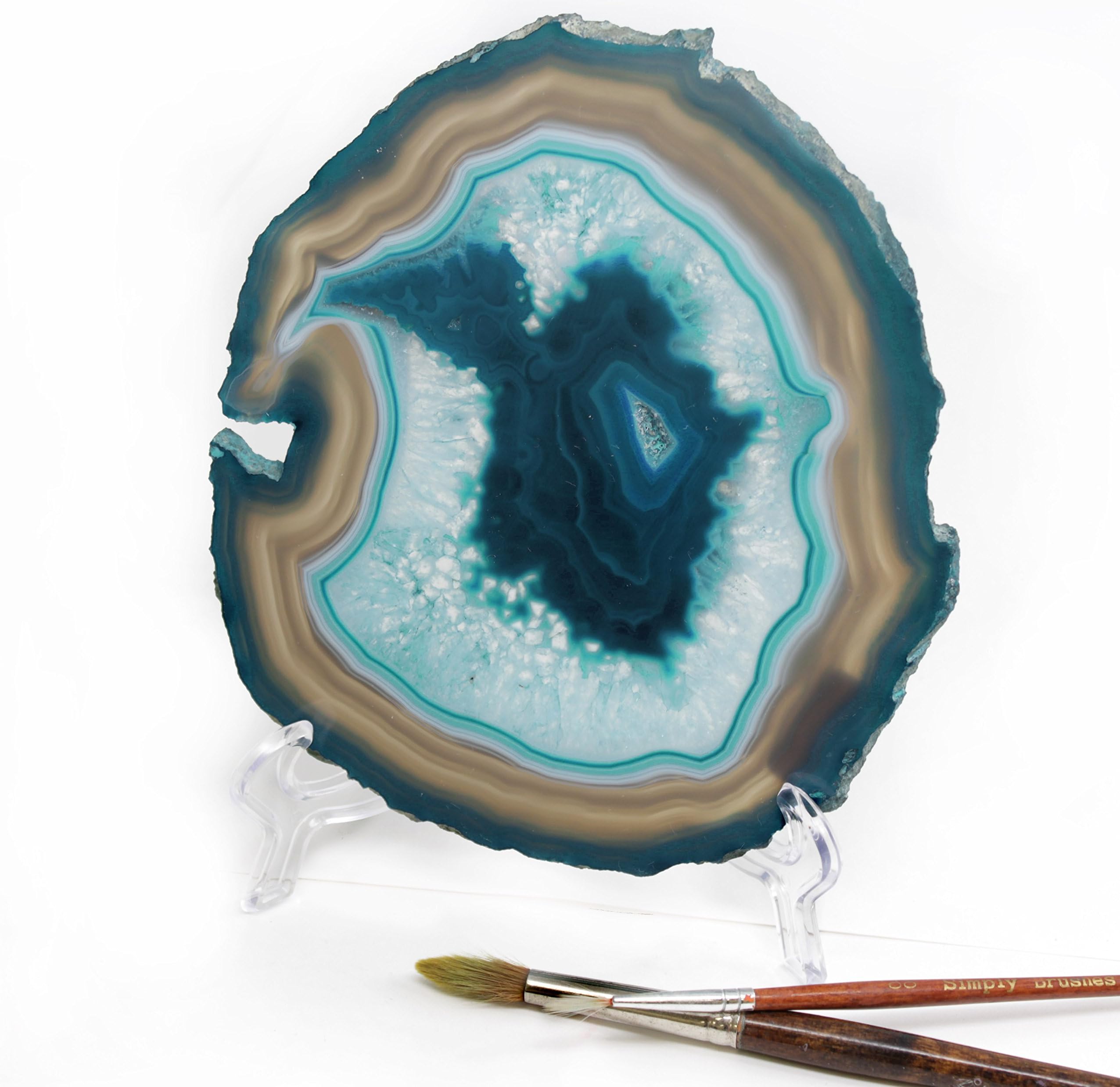 The Royal Gift Shop: TEAL 7 inch LARGE Extra Qaulity Brazilian Agate Slice + Easel (7" Teal)