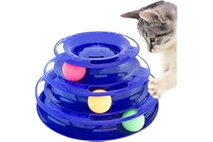 Purrfect Feline Titan's Tower, 3 Tier Cat Tower for Indoor Cats, Blue - Multi-Stage Interactive Cat Toy Ball Track with Anti-Slip Grips - Cat Tree Tower, Suitable for One or More Cats
