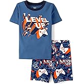 The Children's Place boys 100% Cotton Short Sleeve Top and Shorts 2 Piece Pajama Set