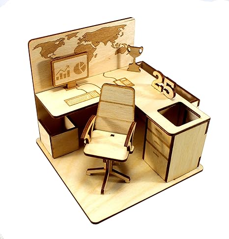 StonKraft Wooden 3D Puzzle - Office Cubicle - Desk Organizer, Pen Stand - Easy to Assemble - Ideal DIY for School Project (Wooden)