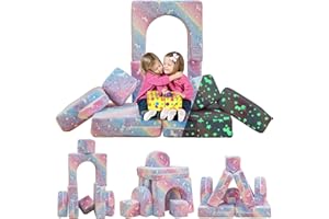 furlinkhm Modular Kids Play Couch, Kids Couch for Playroom Bedroom, Kids Couch Glow in The Dark, 5 Seconds Instant Expansion, Glowing Unicorns, Rainbow