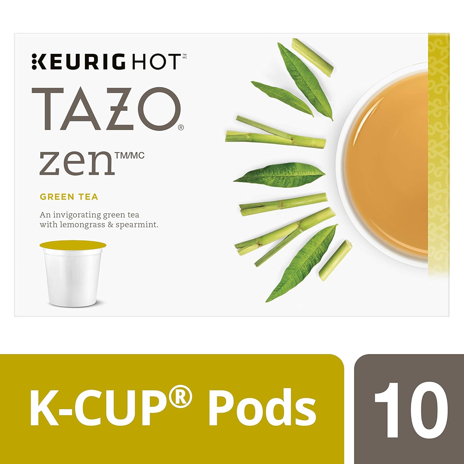 Tazo K-Cup Pods For an Invigorating Cup of Green Tea Zen Tea Helps You Feel Focused and Zen 10 Count, Pack of 6 (Packaging May vary) : Grocery & Gourmet Food