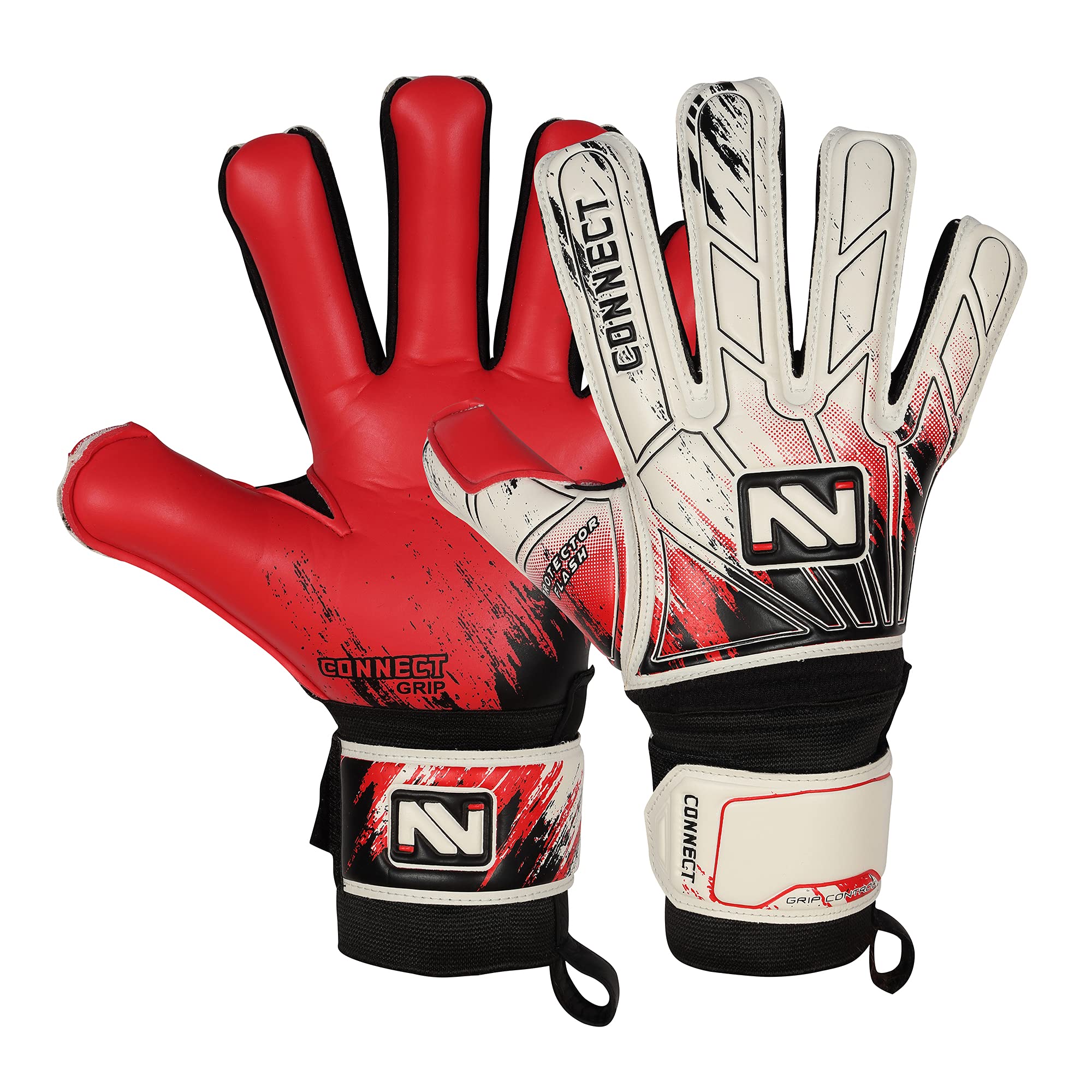 CONNECT Goalkeeper Gloves – Pro-Grade Grip & Finger Support | Kids, Youth & Adult Goalie Gloves | Durable Football Gloves for Goalkeepers | Comfortable & Secure Fit | Sizes 4-10 (Red, 4)