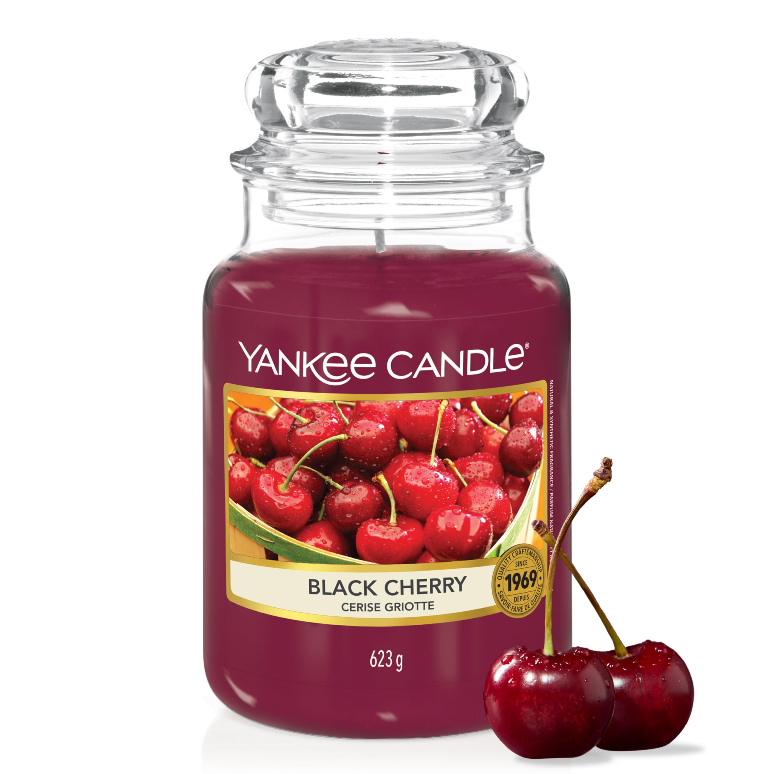 Yankee Candle Scented Candle | Black Cherry Large Jar | Long Burning Candles: up to 150 Hours | Perfect Gifts for Women