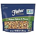 Fisher Chef's Naturals Walnut Halves & Pieces 1 lb, 100% California Unsalted Walnuts for Baking & Cooking, Snack Topping, Res