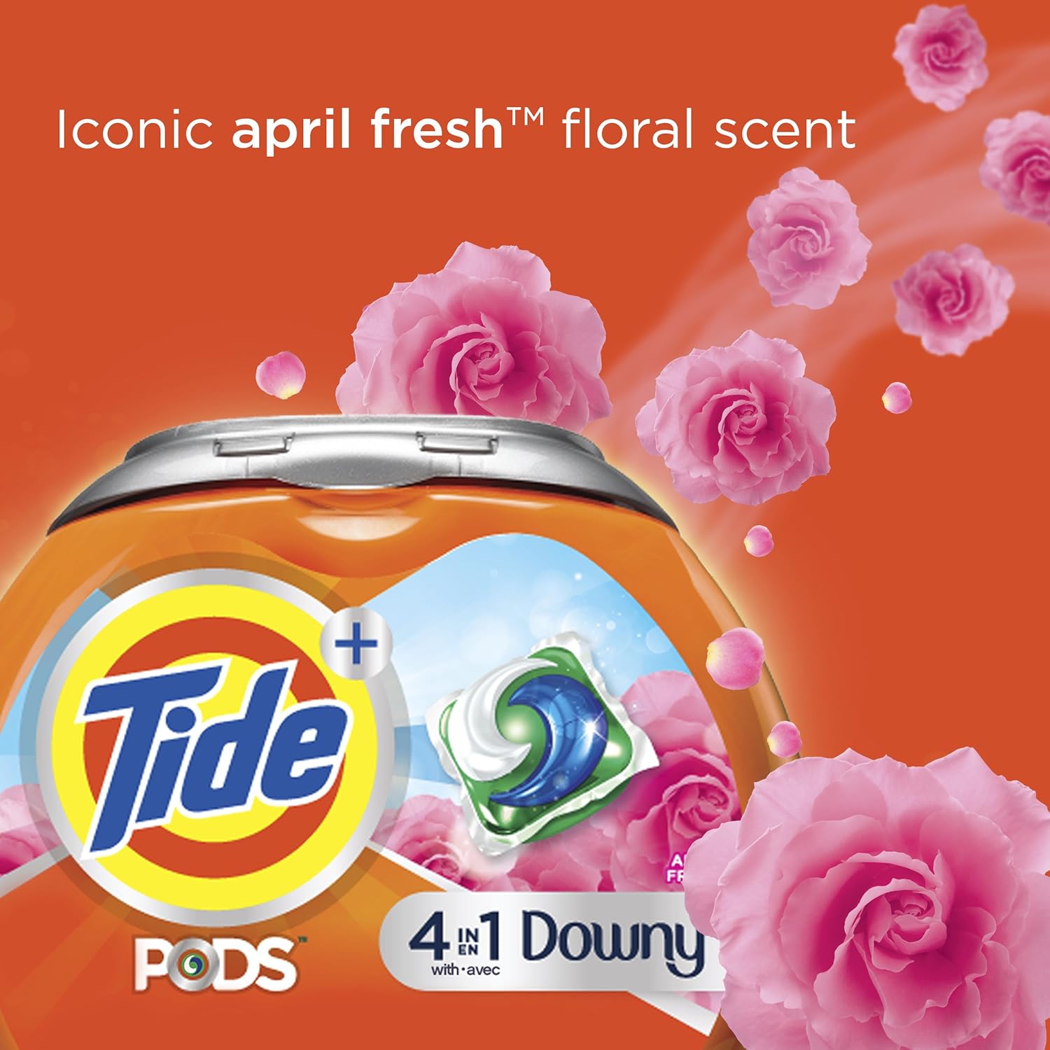 Tide PODS Plus Downy 4 in 1 HE Turbo Laundry Detergent Pacs, April Fresh Scent, 61 Count Tub - Packaging May Vary: Health & Personal Care