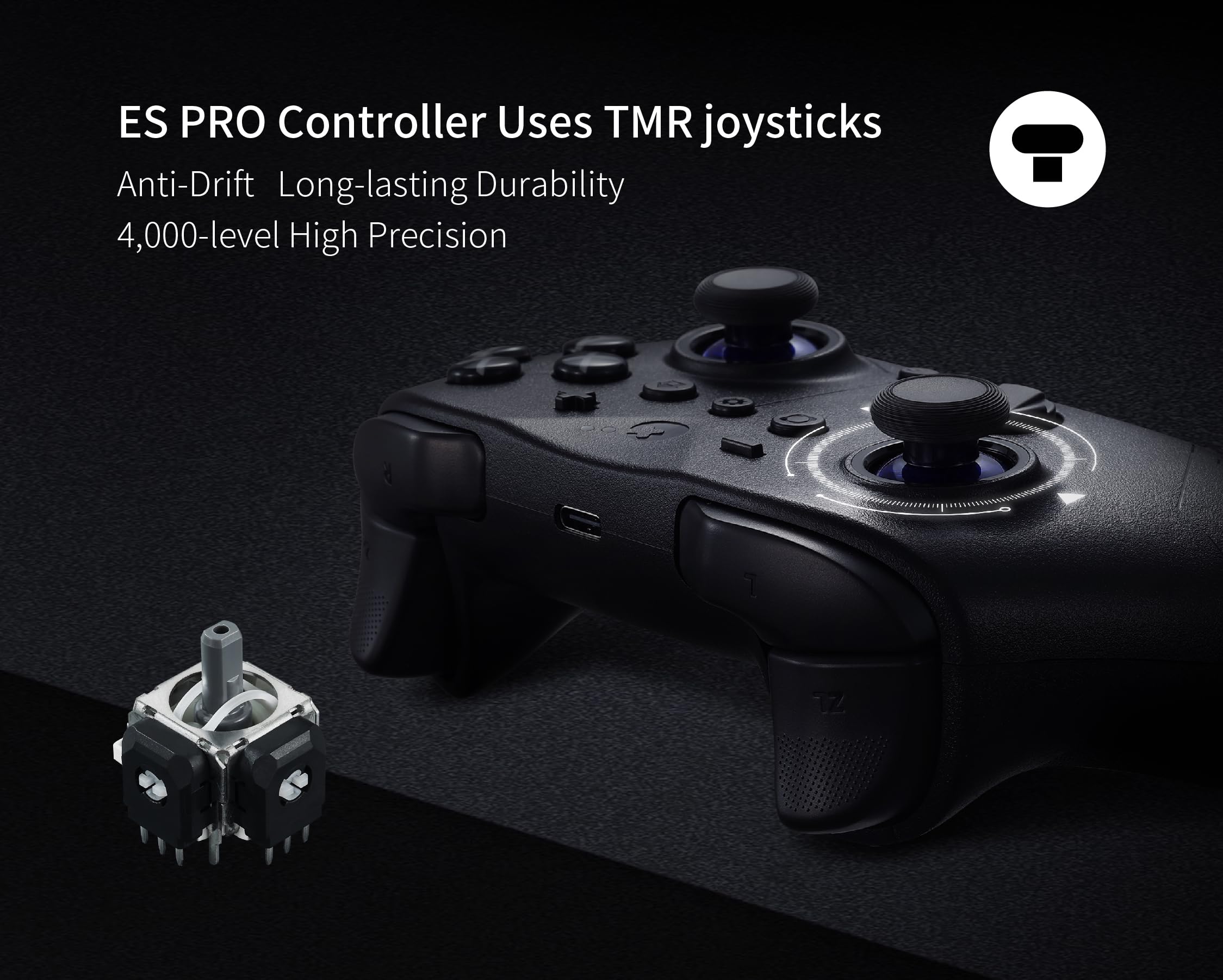 GuliKit ES PRO Fastest Wireless E-sports PC Game Controller with Lowest Wireless Latency 3.25ms, 4000-level Anti-Drift Magnetic TMR Joysticks, Compatible with Windows/Switch/Android/Switch 2 Wake-up