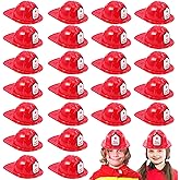 exinddea 24 PCS Firefighter Hats for Kids,Kids Firefighter Helmet Fire Chief Helmet,Plastic Fireman Hat,Firefighter Hat Costume Dress Up Accessory