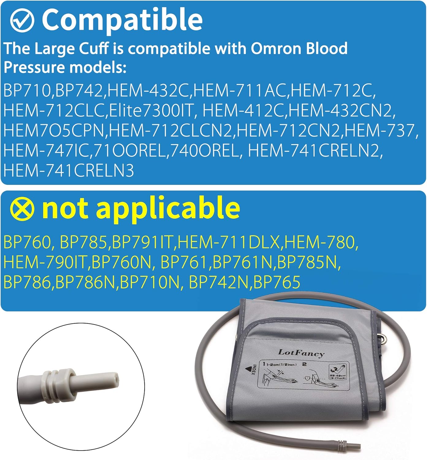 Blood Pressure Cuff Replacement for Omron H003D HCR24 BP710 3/5