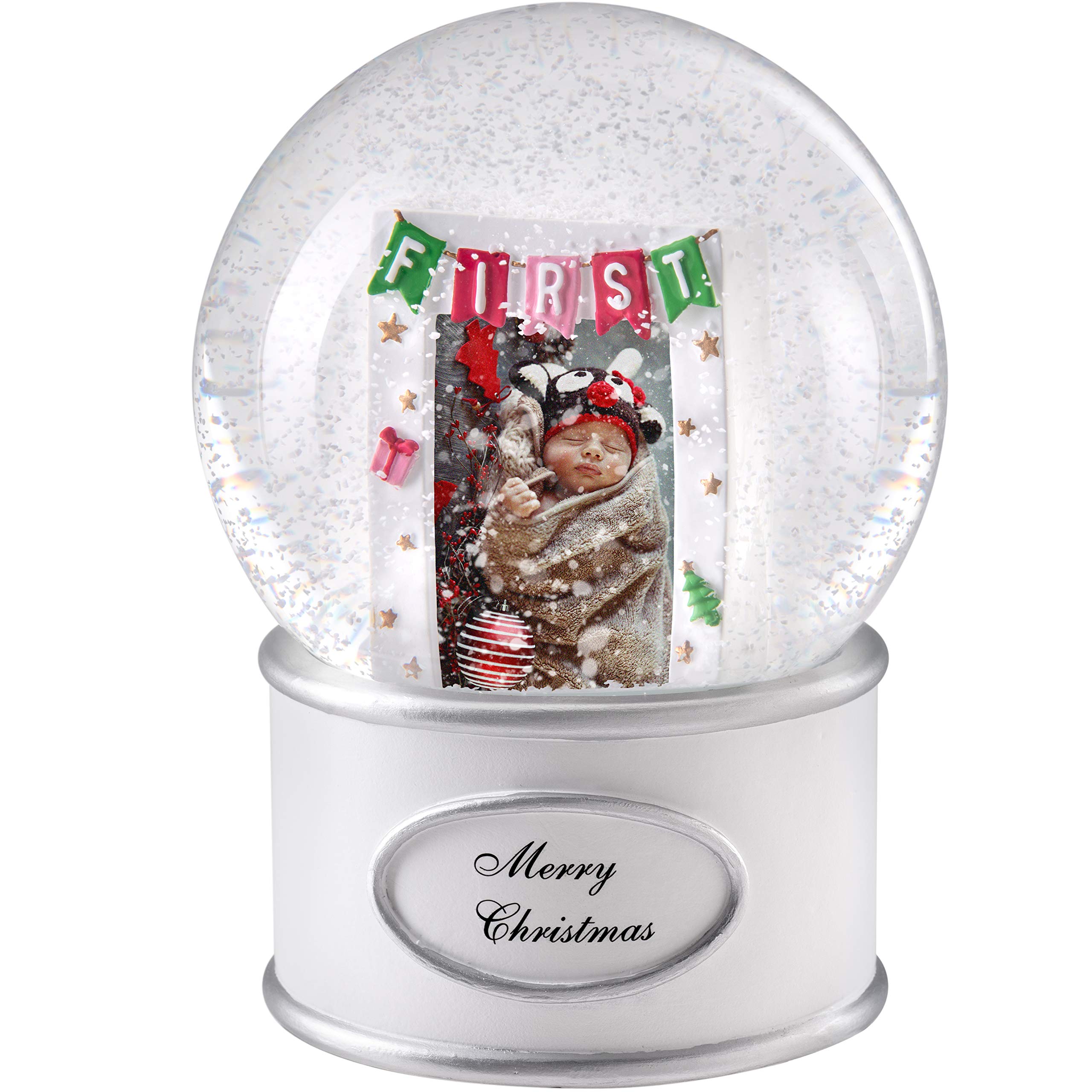 WeRChristmas Baby's First Christmas Musical Snowglobe Decoration, Multi-Colour, 15cm