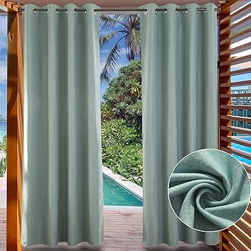 LIFONDER Terrassenvorhänge für den Außenbereich, schwere türkisfarbene