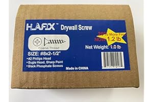 HLAFIX Fastener Drywall Screws #8x2-1/2” - Coarse Threaded Black Phosphate Screws, Pay 1.0LB Now GET 1.2LB