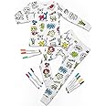 Craftikit® Kids Coloring Pajamas with Markers - Soft Bamboo Viscose 2-Piece Unisex PJs Set, Snug Fit Color Your Own Pajamas