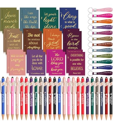 Spakon 50-Set Mother's Day Church Gift Kit - Bible Verse Pens, Leather Bookmarks, Scripture Cards