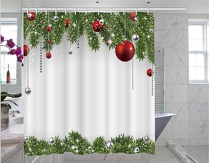 Amazon Com Christmas Shower Curtain Christmas Print Pattern