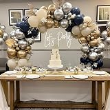 Netnology Navy Blue Gold Silver Balloon Arch Kit 151pcs Party Decor view 4