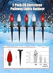 Christmas Pathway Lights Outdoor, 2 Pack 26 Ft 20