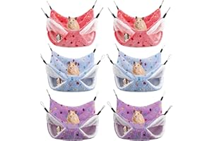 6 Pieces Guinea Pig Rat Hammock Three Layer Ferret Bed Small Animal Hanging Pet Cage Hammock for Chinchilla Rat Sugar Glider 