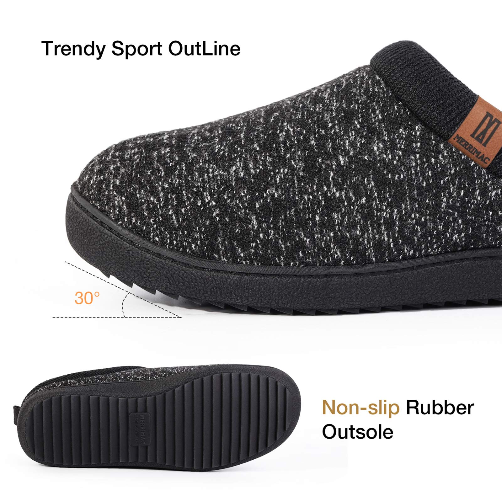 MERRIMAC Men's Slip on Slippers Comfy Memory Foam Non Slip Indoor House Shoes