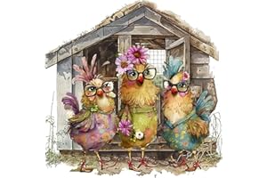 ijbnhd Diamond Painting Kits for Adults, Chicken 5D DIY Diamond Art Kits for Beginners Round Full Drill Diamond Painting for Home Wall Decoration Gift 14X14inch