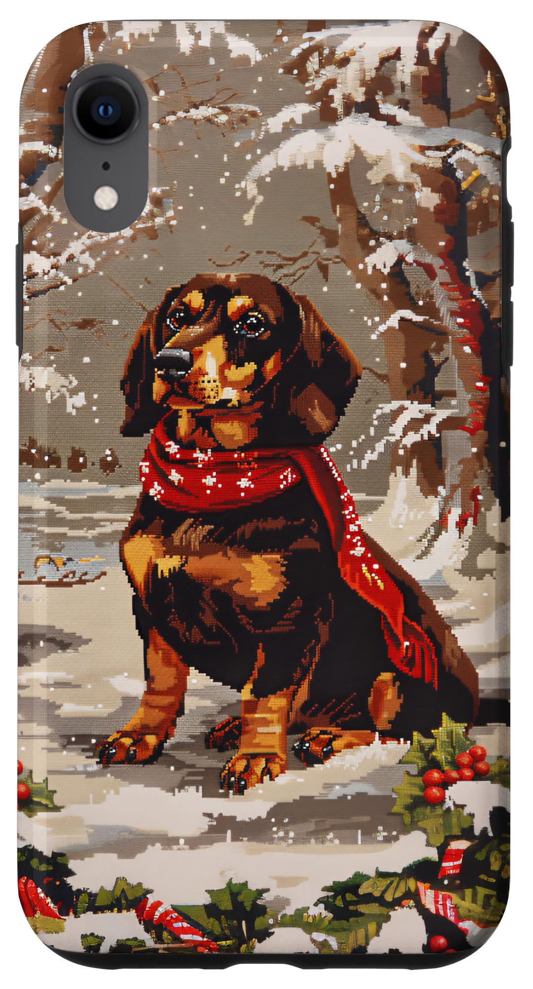 iPhone XR Funny Chocolate and Tan Dachshund Dog Christmas Merry Xmas Case