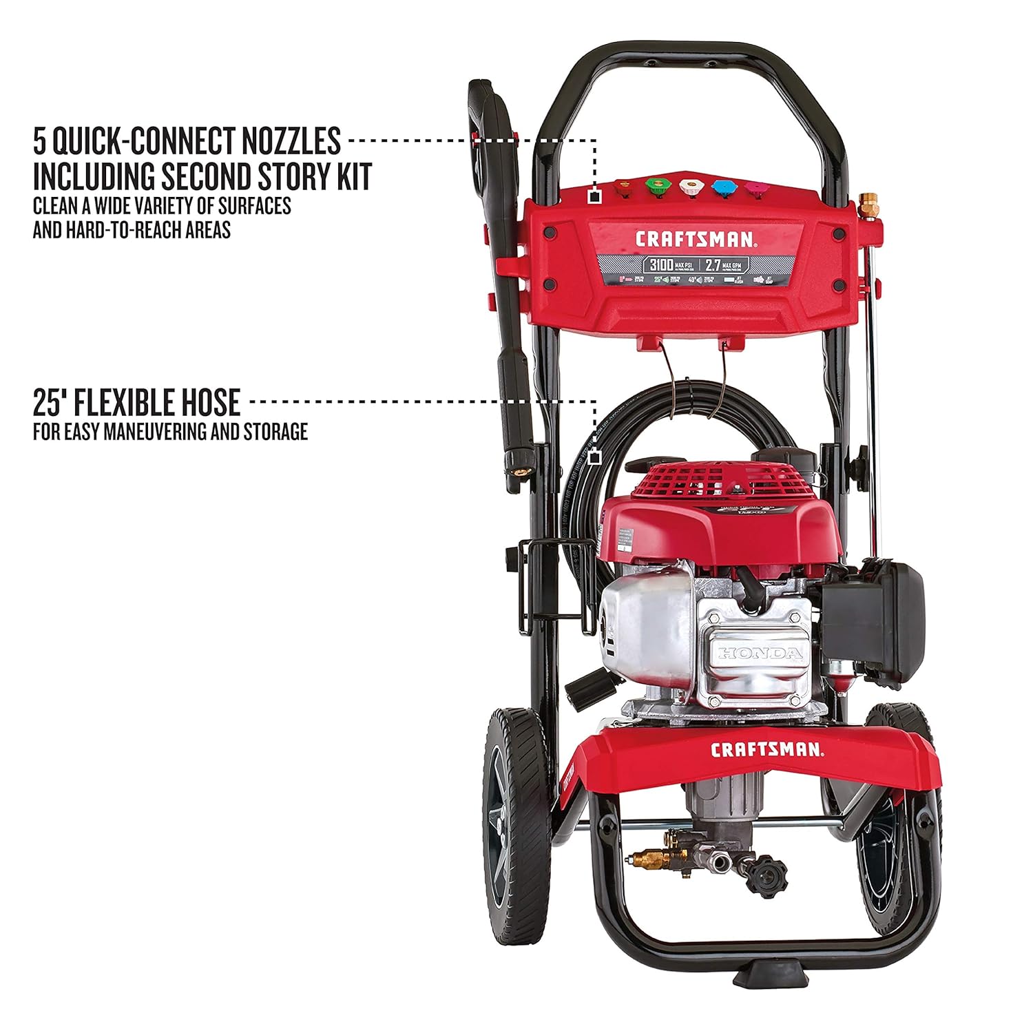 Made in USA with Global Materials CRAFTSMAN CMXGWAS021023 3100 MAX PSI 2.7 MAX GPM Gas Pressure