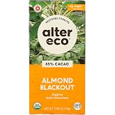 Alter Eco Organic Dark Chocolate Bar, Almond Blackout, 85% Cacao, 2.65 oz (75 g)