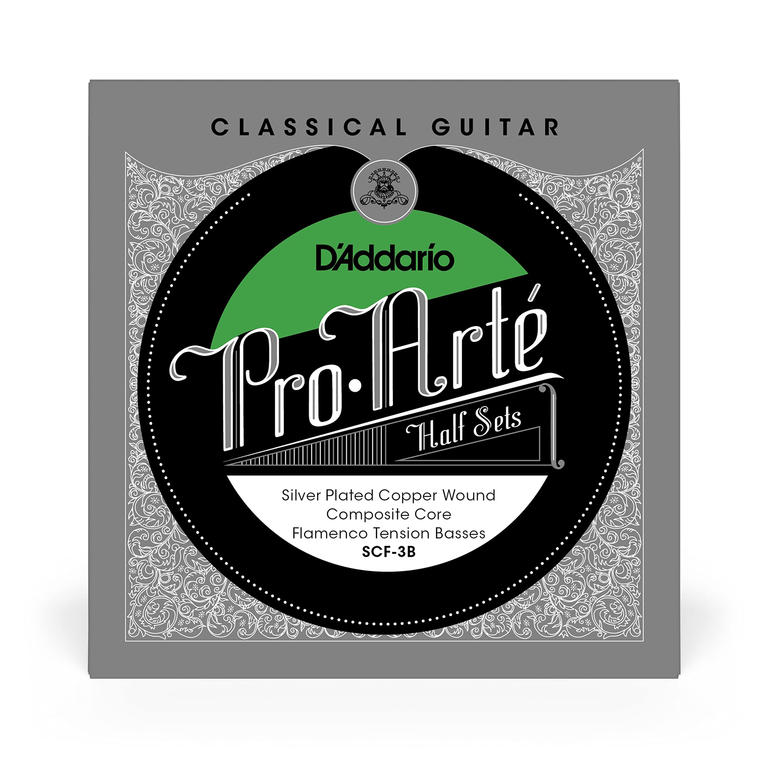 D’Addario Guitar Strings - Pro-Arte Nylon Guitar Strings - SCF-3B - Classical Guitar Strings - Half Sets, Flamenco Tension, Silver Plated Copper-Composite Core