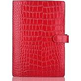 Genuine Leather a5 Planner Cover Personal Organizer, Compatible with Stalogy Hobonichi A5 Size Planner Notebooks (Croco-Red)
