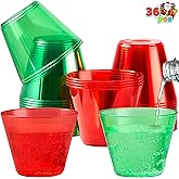 JOYIN 36 PCS Clear Disposable Plastic Cups, 9 OZ Christmas Red and Green Drinking Cups, Plastic Wine Glasses for Xmas Party Supplies, Wedding, Thanksgiving, Birthday, Holiday, New Year