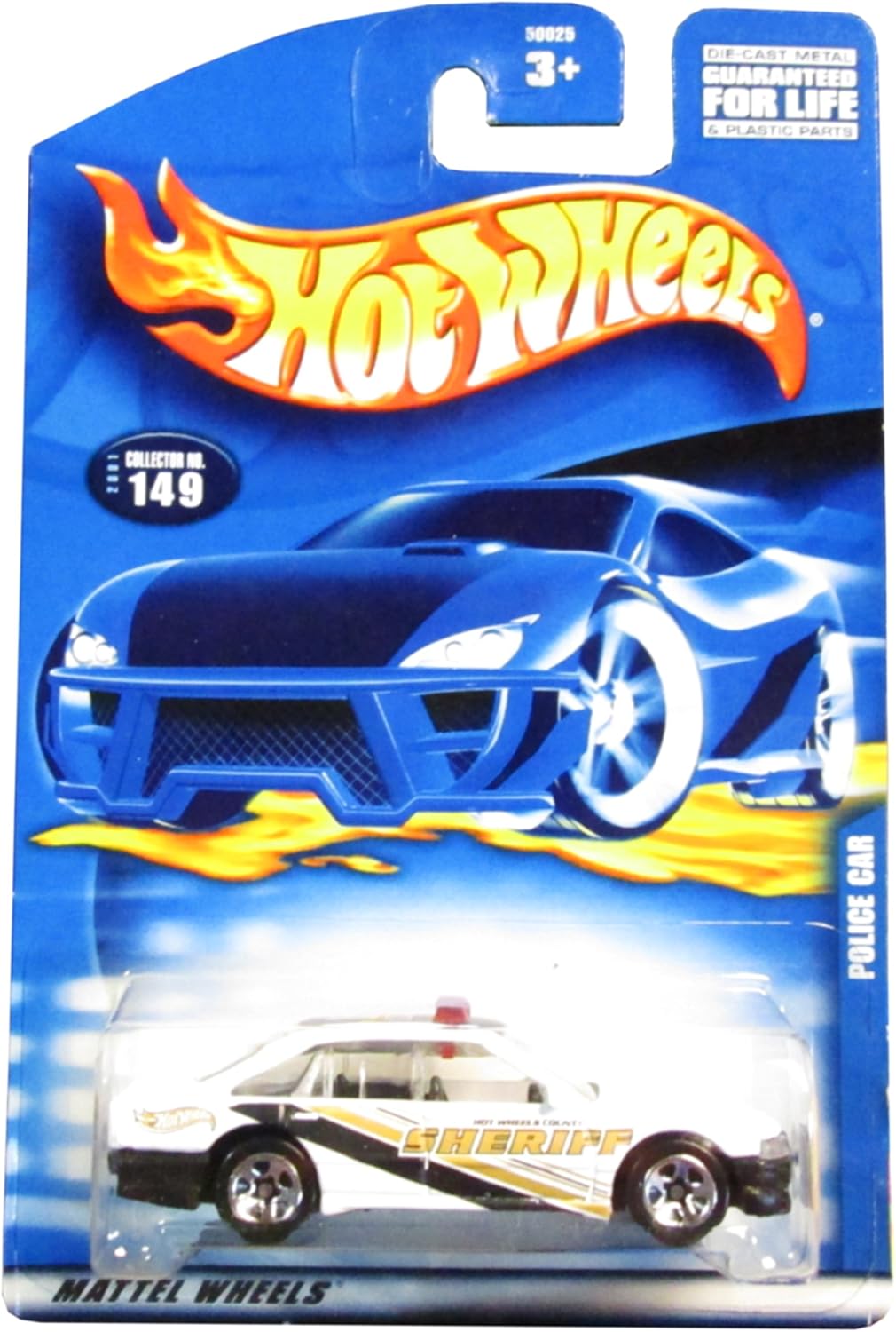 Hot Wheels 2001 Police Car 149 Mainline WHITE 164 Scale