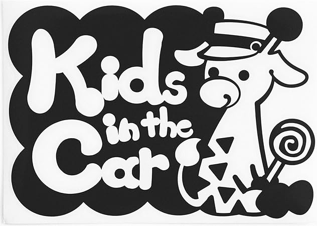 Amazon Kids In The Car帽子付きりん キリン 動物 ブラック 黒 ステッカー 窓ガラス用シールタイプ 子供が乗っています 赤ちゃん 車の後ろ 妊婦 サイン マーク 車 バイク