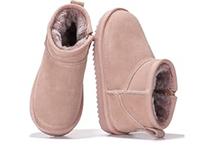 Project Cloud 100% Genuine Leather Girls Boots – Water Resistant & Lightweight Ankle Boots with Memory Foam – Cozy & Fur Non Slip Kids Boots for Girls & Boys, Perfect for Fall