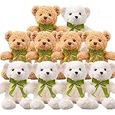 10 Pcs Small Teddy Bears with Detachable Bows, 10 Inch Plush Stuffed Teddy Bear Plush Stuffed Animal in 2 Colors for Birthday