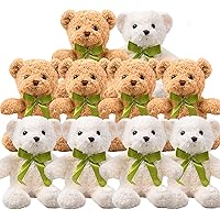 10 Pcs Small Teddy Bears with Detachable Bows, 10 Inch Plush Stuffed Teddy Bear Plush Stuffed Animal in 2 Colors for Birthday